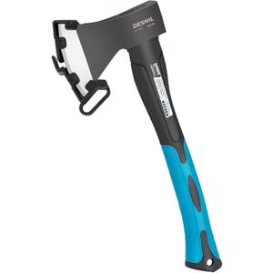 Chopping Axe, 15Outdoor Hatchet Forged Carbon Steel Heat Treated Hand Maul Tool, Fiberglass Shock Reduction Handle with Anti-Slip Grip, Blue