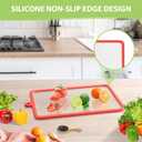 Freshmage 2Pcs Tempered Glass Cutting Boards for Kitchen, Glass Cutting Board Set (15"x10" & 12"x8") with Non-Slip Silicone Edges and Hanging Hole, Clear Cutting Board for Countertop & Chopping