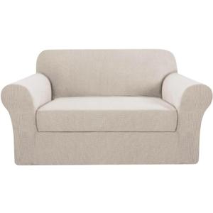 H.VERSAILTEX Loveseat Covers 2 Piece Stretch Sofa Couch Slipcover for Love seat with Individual Seat Cushion Cover Deluxe Textured Jacquard (58"-70", Island Fossi)