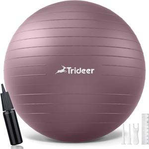 Trideer Yoga Ball - Exercise Ball for Workout pilates Stability - Anti-Burst and Slip Resistant for physical therapy, Birthing, Stretching & Core Workout, Office Ball Chair, Flexible Seating, Home Gym (M(19-22ines/48-55cm), Rosy Morning Glow)