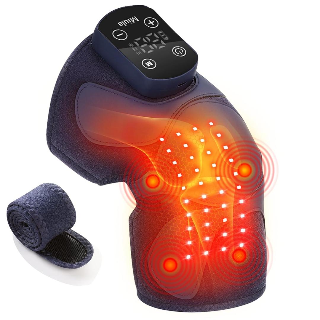 Red Light Therapy & Vibration Massage Knee Brace: Wireless Rechargeable, with 660nm&850nm Light & Heating Function – Relief for Knee, Joint, Elbow & Shoulder Pain, Promotes Faster Recovery