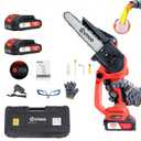 Mini Chainsaw with Battery, 8 inch Electric Chainsaw with 2 * 21V Batteries, with Safety Lock and Strong Motor for Tree Trimming, 800 W