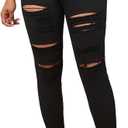 LONGBIDA Skinny Ripped Jeans for Women High Waisted Stretch Butt Lifting Jeans Slim Fit Distressed Denim Pants Jeggings Jeans (XL)