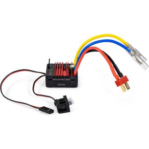 2026 New 60A Brushed 2-3S Waterproof ESC, Electronic Speed Controller with Power Witch, WP 1060 RC ESC for 1/10 Scale RC Crawler Car, Boats, Truck (T-Plug)