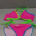 Blooming Jelly Women's Bikini Set Two Piece Swimsuit Triangle Top String Mid Rise Bottom Cheeky Bathing Suit (Medium, Hot Pink)