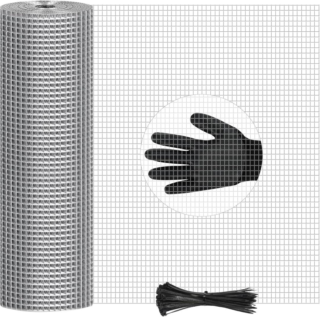 8in x 20ft Hardware Cloth Hot-Dip Galvanized Welded Chicken Wire Fencing - Heavy Duty 1/4inch 19 Gauge Wire Mesh for Garden, Chicken Coop, Rabbit Cage, Rodent, Poultry Enclosures & Predator Protection