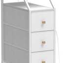 Tohomeor Narrow Dresser Tall Skinny Storage Tower Vertical Slim Chest of Drawers with Charging Station Small Nightstand Side Table for Bedroom, Bathroom, Small Spaces (White, 3 Drawers), 18.9"D x 9.8"W x 28.4"H