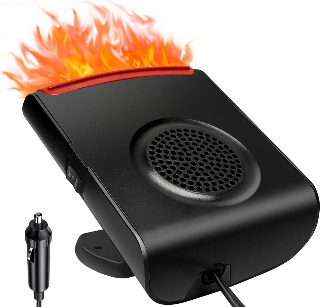 12V Car Heater (Cigarette Lighter Plug), 150W Portable Car Defroster, 2-in-1 Heater & Fan