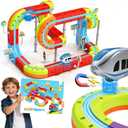 3D Infinity Cube Track Magnetic Electric Train Set for Kids 4 6 7 8,Toy Vehicle Playsets for Toddlers 3-5 Train Set Learning Gift,98 Pcs/2 Car