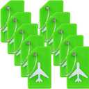 10 Pack Silicone Luggage Tag for Suitcases with Stainless Loop, TSA Approved, Privacy Protection Travel Essentials Bag Tags by Gostwo, Green