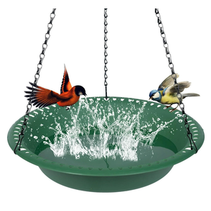 Bird Bath for Outside Heavy Duty, 12 inch Hanging BirdBath Bowl Only with 22” Rust-Proof Chains, Hanging Bird Feeder for Outdoors Water Tray or Bird Seed for Garden Backyard Decor (Green 1 Pack)
