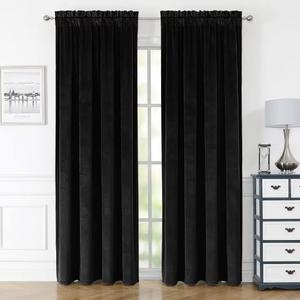 YURIHOME Navy Velvet Curtains 84 Inches for Bedroom, Thermal Insulated Blackout Curtains- Room Darkening Sun Blocking Rod Pocket Window Drapes for Living Room, 2 Panels, 42 x 84 Inches