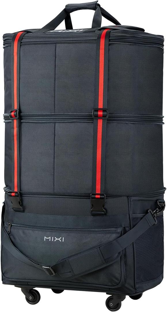 mixi Travel Bag with Wheels Expandable Foldable Luggage Bag Collapsible Rolling Travel Bag Duffel Bag Large Capacity Suitcase for Men Women, Dark Gray, 19.68 x 11.81 x 4.72 inches