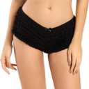 SHARICCA Womens Sexy Mesh Ruffle Panties Booty Boy Shorts Underwear (Black, S/ M)