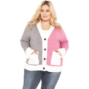 LORALETTE Women's Plus Size Zola Colour Black Cardigan (18-20 Plus, Ivory)