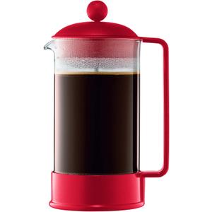 Bodum 34 oz Brazil French Press Coffee Maker, High-Heat Borosilicate Glass, Red - Made in Portugal