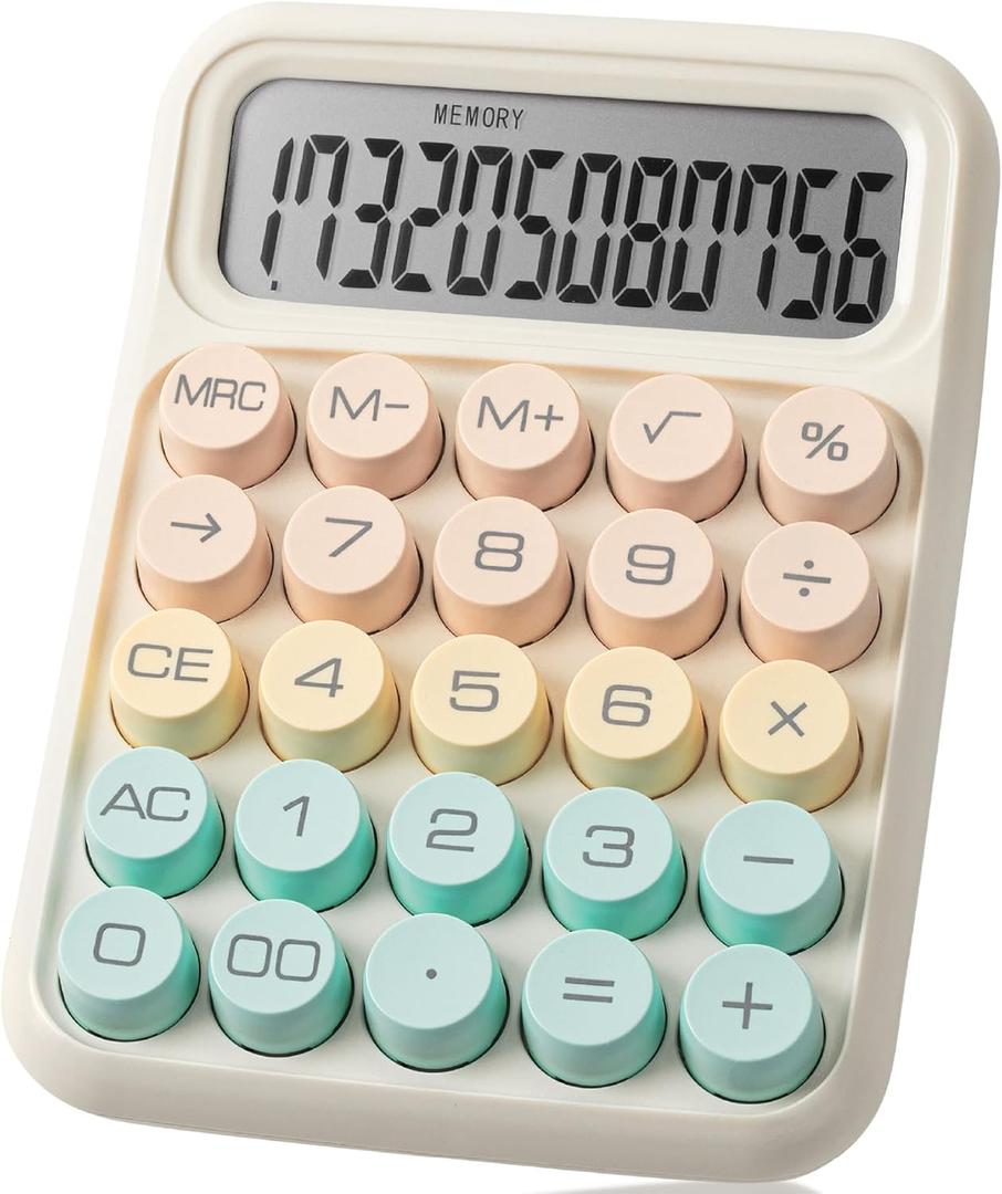 Mr. Pen- Mechanical Switch Calculator, 12Digits, Large LCD Display, Colorful Calculator Big Buttons (Creamy Citrus)