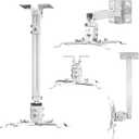 Coret Projector Drop Ceiling Mount, Universal Hanger Wall Mount Shelf Holder, Adjustable Height Pole Mount for Epson Optoma Benq, Holds up to 33 lbs (White)