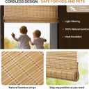 LazBlinds No Tools No Drill Bamboo Roller Shades, Cordless Bamboo Blinds, Light Filtering Roll Up Blinds for Windows, French Door, Porch or Patio Privacy Screen, 26'' W x 70'' H, Brown206