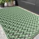 Color&Geometry Door Mat Outside Entrance with Drainage, Rubber Heavy Duty Dirt Trapper Waterproof Outdoor Welcome Mat, Outdoor Mats All Weather for Front Back Door Patio Entryway Entry, 24"X36" Green