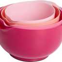 BoxedHome Classic Mixing Bowl Set, BPA Free Plastic, Microwave and Dishwasher Safe (Set of 4, Rose red), 4.5 quarts