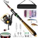 Milerong Fishing Rod and Reel ComboCarbon Fiber Telescopic Fishing Pole with Stainless Steel Spinning Fishing Reel, Portable Travel Fishing Pole Combo for Youth Adults Beginner Saltwater Freshwater (7.87ft)
