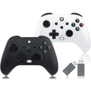 Xexvyrin Wireless Controller for X-box One, X-box Series X/S, PC,Gaming Controller with TURBO, Macro Function, 6-Axis Gyro, 3.5mm Audio Jack, 2.4GHz Adapter（Black and white two-pack）