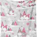 Christmas Throw Blanket 60"x50",Winter Gray Pink Gnome Xmas Holiday Festival Blanket for Women Men,Soft Cute GIFS Flannel Fleece Throw for Home Living Room Bed Chair Couch Decor