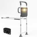 HOMEAL Bed Rails for Elderly Adults Safety, ASTM Approved Adjustable Bedside Assist Rail for Seniors with Sensor Light, Non-Slip Ergonomic Handle & Support Bar, 350lb Tested, Fixing Strap (Grey) (Long)