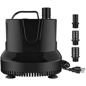 Simple Deluxe 1056GPH Bottom Suction Submersible Water Pump (4000L/H, 85W) with 13ft High Lift 3 Nozzles for Fish Tank, Pond, Aquarium, Hydroponics, Black