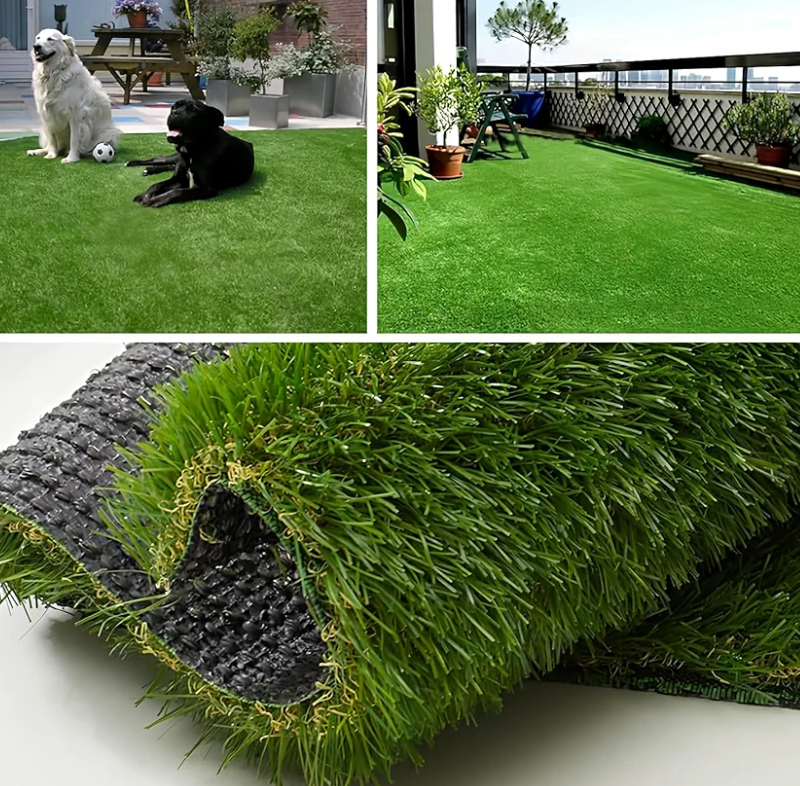Artificial Grass Turf Rug 4FTX6FT Indoor Outdoor, 1.38" Pile Height Realistic Fake Grass with Drain Holes Astro Turf for Patio Garden Lawn Landscape Balcony