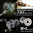 Sougayilang Baitcaster Combo, 2-Piece M/MH 30+24Ton Graphite Rod, 7.0:1 Gear Ratio, 11+1 Bearings Reels for Inshore Bass, Trout, Walleye, Catfish (One Pack)