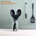 Silicone Cooking Utensils Set, Heat Resistant and large Non Stick Spatulas & Spoons for Kitchen, Ideal BPA Free Kitchen Turners for Frying, Mixing,Serving,Draining,Turning (5-Pack Utensil Set_Black)