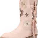 Rollda Girls Cowboy Boots, Cowgirl Boots with Tassel, Floral Embroidered Kids Western Boots for Toddler/Little Kid/Big Kid 10