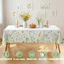 Floral Tablecloth Rectangle | Floral Printed Fabric, Washable, Wipeable, Stain Resistant, Spill Proof, Wrinkle-resistant, Reusable, Durable, Decorative