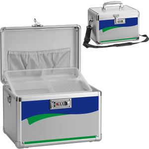 Medicine Lock Box with Combination Lock - 15 * 8.7 * 9.4, First Aid Safe Medication Storage Organizer Pill Container for Home and Outdoor - Silver