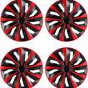 ABX Hubcaps,16 inch hubcaps Set of 4, Wheel Rim Cover ABS Material, Snap On Car Truck SUV Replacement, for Toyota Camry Nissan Mazda etc, Black & Red