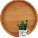 18 Inches Extra Large Round Teak Wood Ottoman Tray with Handles, Serve Tea, Coffee Classic Wooden Decorative Serving Tray