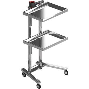 Multifunctional 2-Tray Utility Cart on Wheels - Stainless Steel 2-Level Medical Trolley - Mobile Storage for Dental Tools, Cavitation Machine, Salon Supplies - Foldable Trays