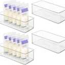 Hudgan 4 Pcs Storage Container Breastmilk for Fridge, Clear Organizer Bins for Milk Bags, Plastic Storage Bins for Freezer, Pantry, Bottles Bathroom, Vanity, Drawer and Yogurts