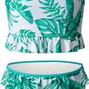 blibean Teen Girl Swimsuits Two Piece Bikini Sets with Chest Pad Size 6-15 Years (Blue, XL)