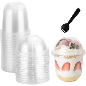 12oz Disposable Clear Plastic Cups with Lids ,25 Pack Dessert for Parfait Ice Cream Fruit Iced Cold Drinks Wedding Thanksgiving Halloween Christmas Party (No Hole), 50 Count (Pack of 1) 12oz Disposable Clear Plastic Cups with Lids ,25 Pack Dessert for Parfait Ice Cream Fruit Iced Cold Drinks Wedding Thanksgiving Halloween Christmas Party (No Hole), 50 Count (Pack of 1)