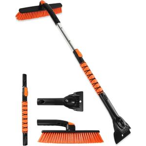 41" Ice Scrapers for Car Windshieldand Extendable Snow Brush with Foam Grip and 360 Pivoting Brush Head for Christmas Car Auto Truck SUV