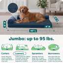 Furhaven Orthopedic Dog Bed for Large Dogs w/ Removable Bolsters & Washable Cover, For Dogs Up to 95 lbs - Plush & Almond Print L Shaped Chaise - Blue Almonds, Jumbo/XL
