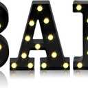 Mudder 3 Pcs Bar Sign Light up Letter Battery Operated Illuminated Marquee Light for Home Bar Pub Party Table Wall Decor(Black)