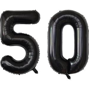 40 Inch Black 50 Number Balloons, Giant Jumbo Helium Mylar Foil Black Number Balloons for Birthday, Black Mylar Digital Balloons for 50th Birthday, Anniversary Party Decorations Supplies