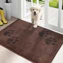 PURRUGS Dirt Trapping Door Mat 24" x 35.5", Non-Skid/Slip Machine Washable Microfiber Entrance Rug, Shoes Scraper, Dog Doormat, Super Absorbent Floor Mat for Muddy Wet Shoes and Paws, Brown