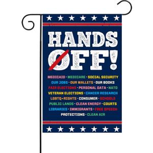 3 x 12x18 Inches Hands Off Social Security And Medicare Protest Garden Flag Double Sided Indoor Yard Outdoor Decoration Flag