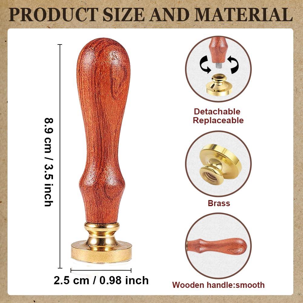 1pc Vintage Wax Seal Stamp Flower Sealing Wax Stamp 25mm Removable Brass Stamp Head with Wooden Handle for Envelopes Invitations Wedding Bottle Decoration Back to School