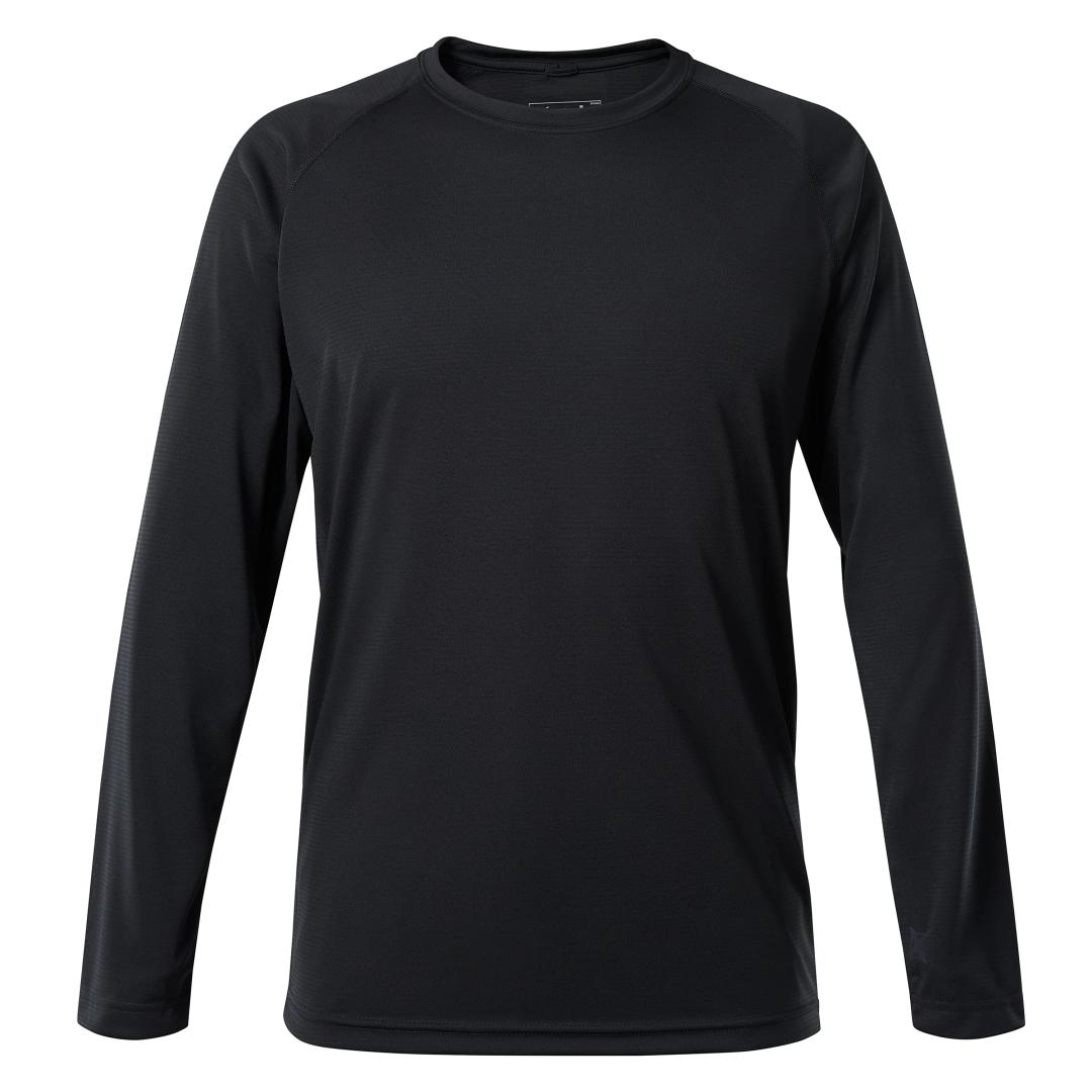 Long Sleeve T-Shirt, Quick-Drying Training Tee, Black, 3XL